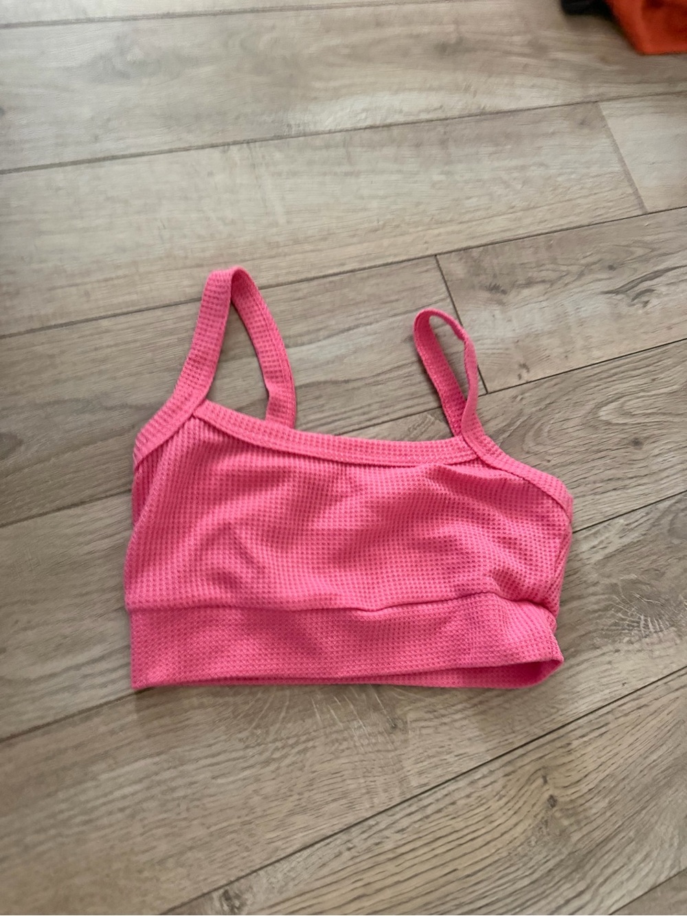 Pink Waffle Knit Crop Tank Top